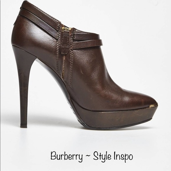 Marc Fisher Dark Brown Blaine3 Faux Leather Gold Accent Booties Size 8 - Picture 2 of 11